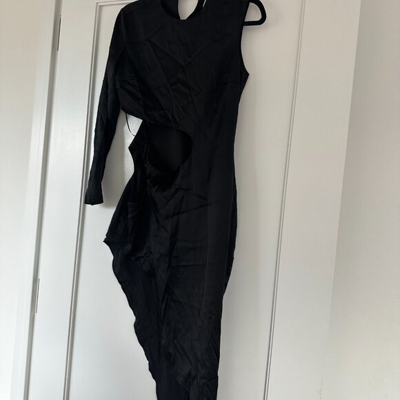 NWT Mother Of All Vesta Asymmetrical Dress Black Sz Small Cut-out One Shoulder - Picture 6 of 11